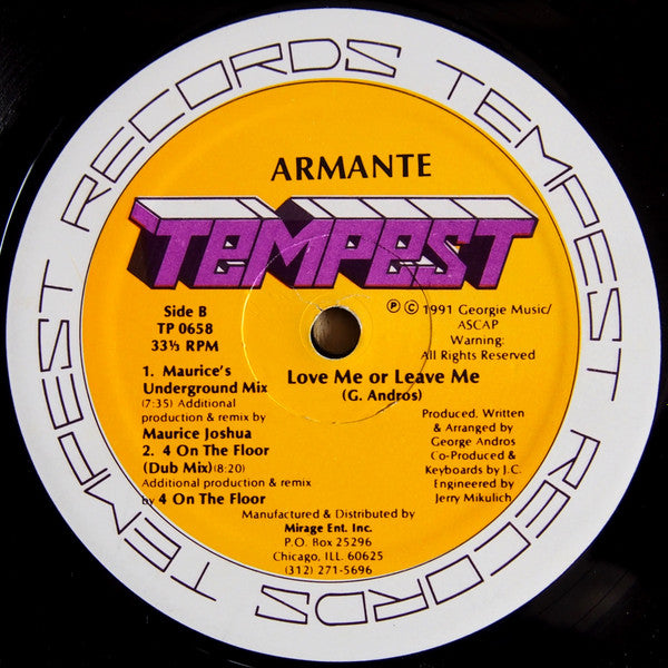 Armante : Love Me Or Leave Me (12")