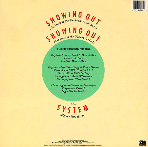 Mel & Kim : Showing Out (Get Fresh At The Weekend) (12", SP)