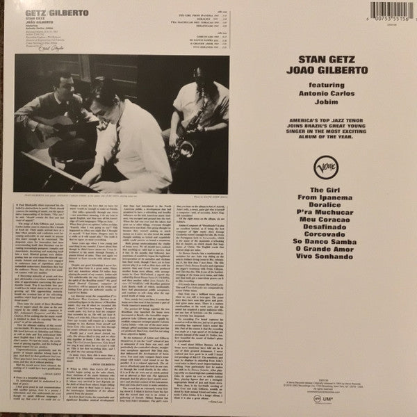 Stan Getz & João Gilberto Featuring Antonio Carlos Jobim : Getz / Gilberto (LP, Album, RE)