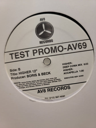 Boris & Beck : Higher - Test Promo (12", TP)