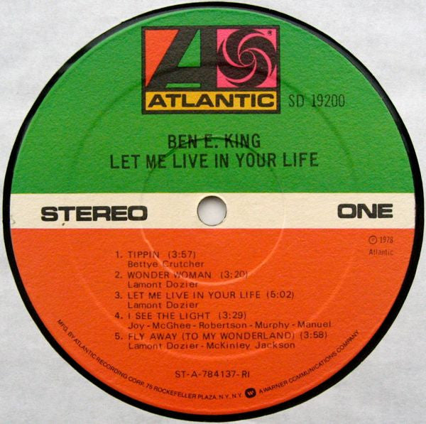 Ben E. King : Let Me Live In Your Life (LP, Album, RI )