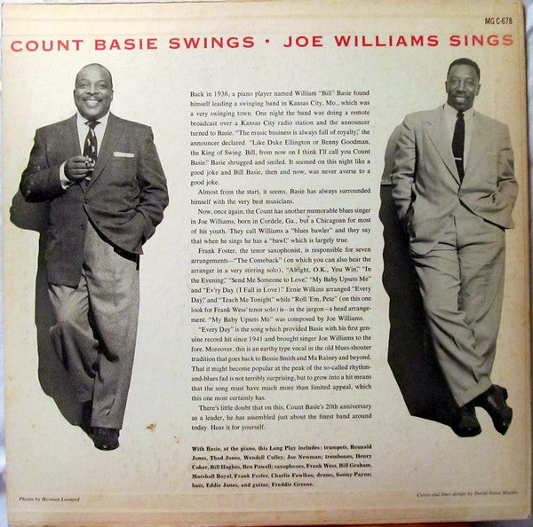 Count Basie, Joe Williams : Count Basie Swings • Joe Williams Sings (LP, Album, Mono, Hol)