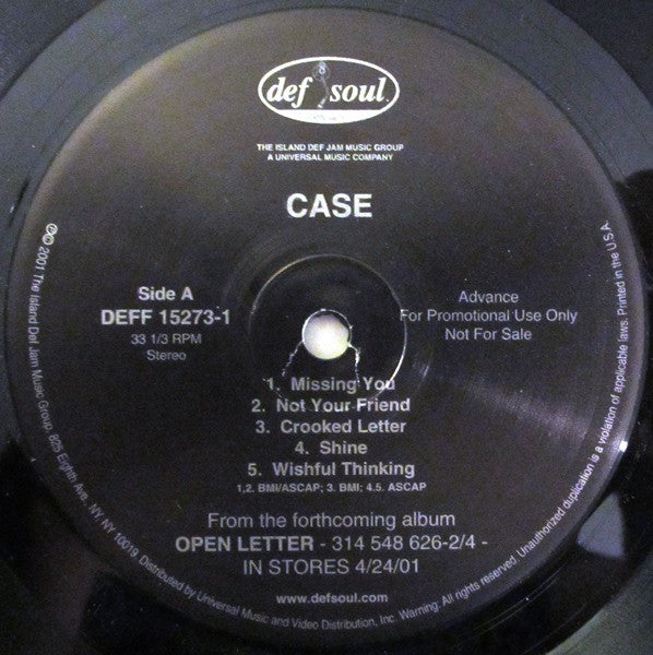 Case : Open Letter (12", Promo, Smplr)