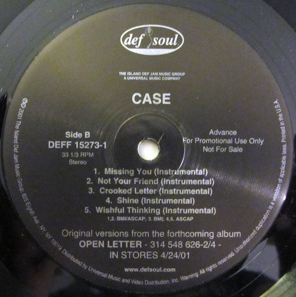 Case : Open Letter (12", Promo, Smplr)