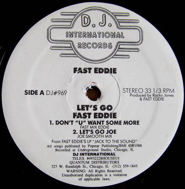 Fast Eddie* : Let's Go (12")