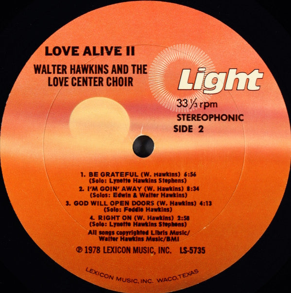 Walter Hawkins And The Love Center Choir : Love Alive II (LP, Album)