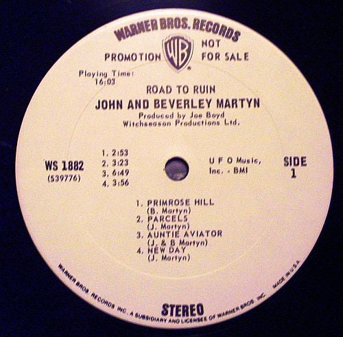 John & Beverley Martyn : The Road To Ruin (LP, Album, Promo)