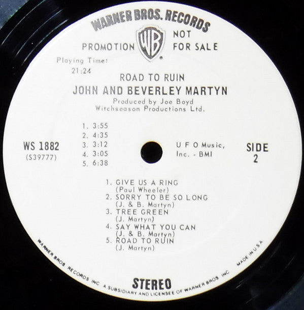 John & Beverley Martyn : The Road To Ruin (LP, Album, Promo)