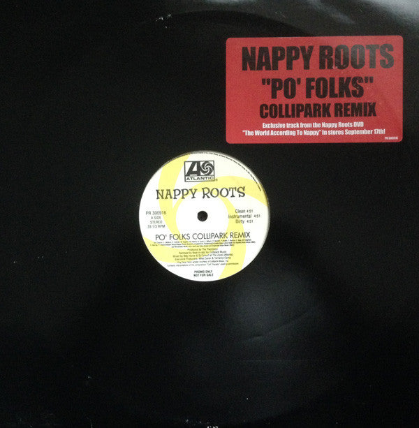 Nappy Roots : Po' Folks (Collipark Remix) (12", Promo)