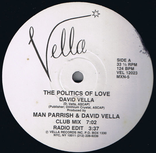 David Vella (2) : The Politics Of Love (12")