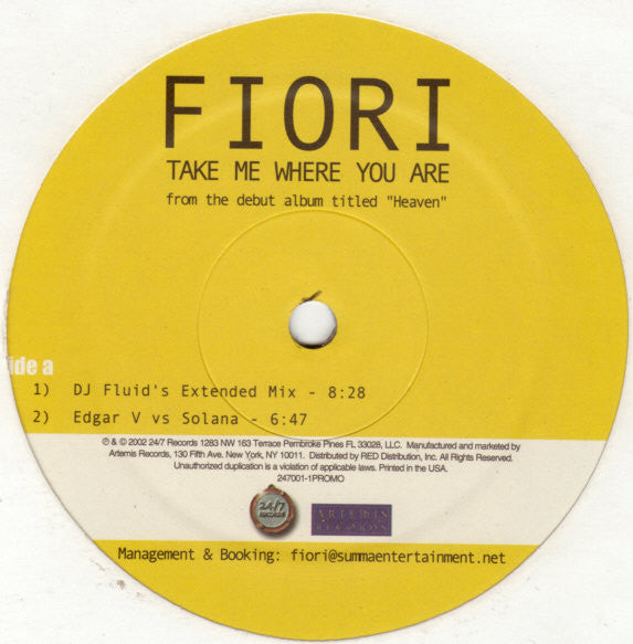 Fiori : Take Me Where You Are (12")