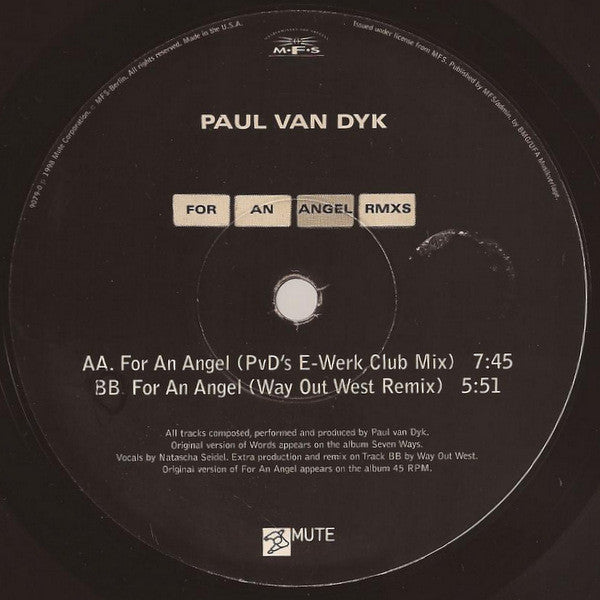 Paul van Dyk : Words / For An Angel (Rmxs) (12")