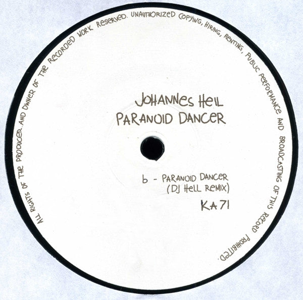 Johannes Heil : Paranoid Dancer (12", RM)