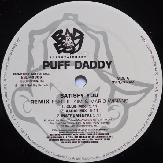 Puff Daddy : Satisfy You (12", Promo)