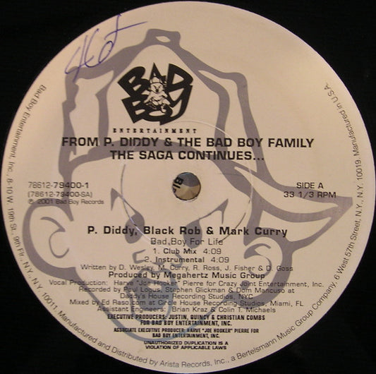 P. Diddy, Black Rob & Mark Curry : Bad Boy For Life (12", Single)