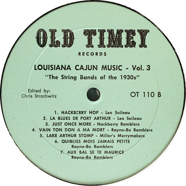 Various : Louisiana Cajun Music Volume 3 (The String Bands Of The 1930s) (LP, Comp)