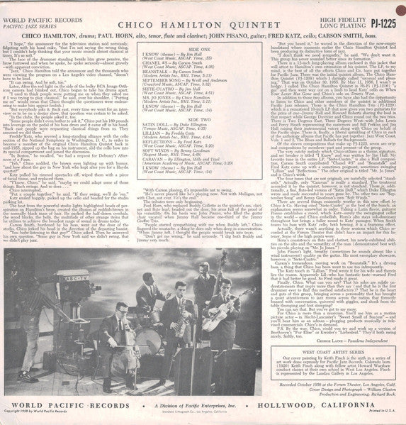 The Chico Hamilton Quintet : Chico Hamilton Quintet (LP, Album, Mono, 2nd)