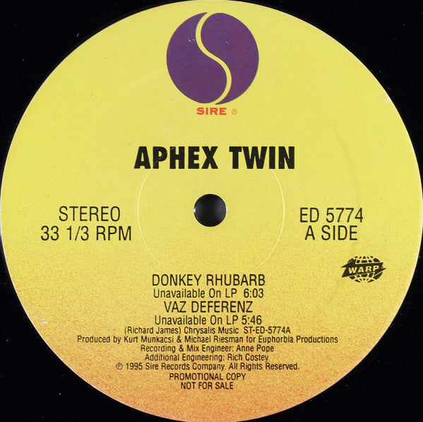 Aphex Twin : Donkey Rhubarb (12", Promo)