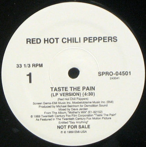 Red Hot Chili Peppers : Taste The Pain (12", Promo)