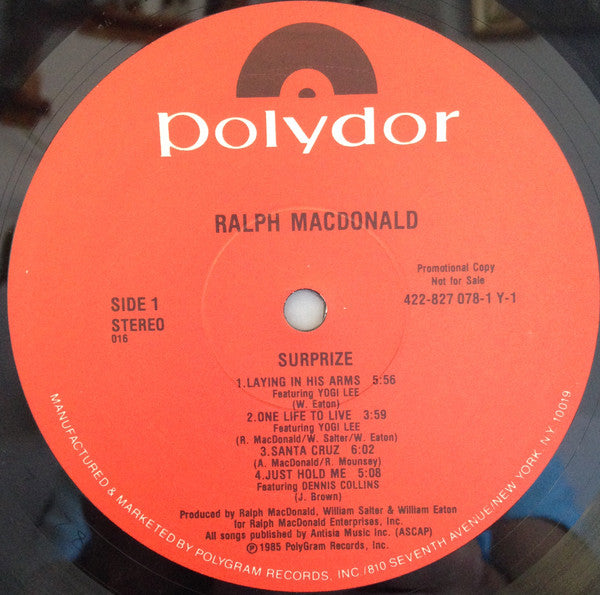 Ralph MacDonald : Surprize (LP, Album, Promo)