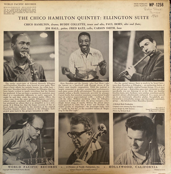 The Chico Hamilton Quintet : Ellington Suite (LP, Album, Mono)