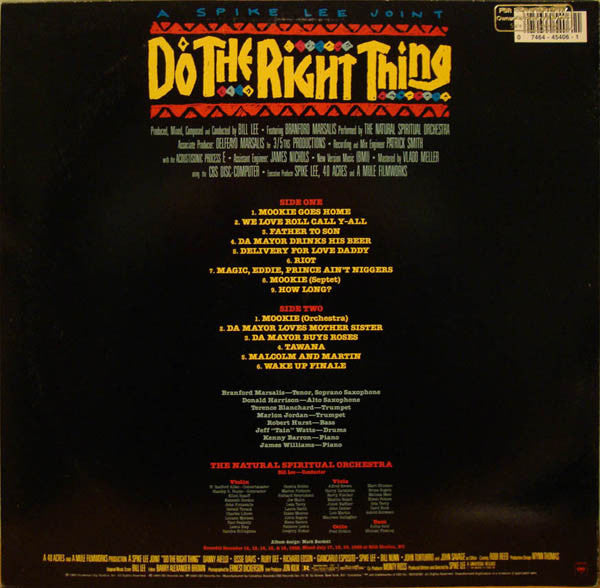Bill Lee (2) Feat. Branford Marsalis : Do The Right Thing (Original Score) (LP, Album)