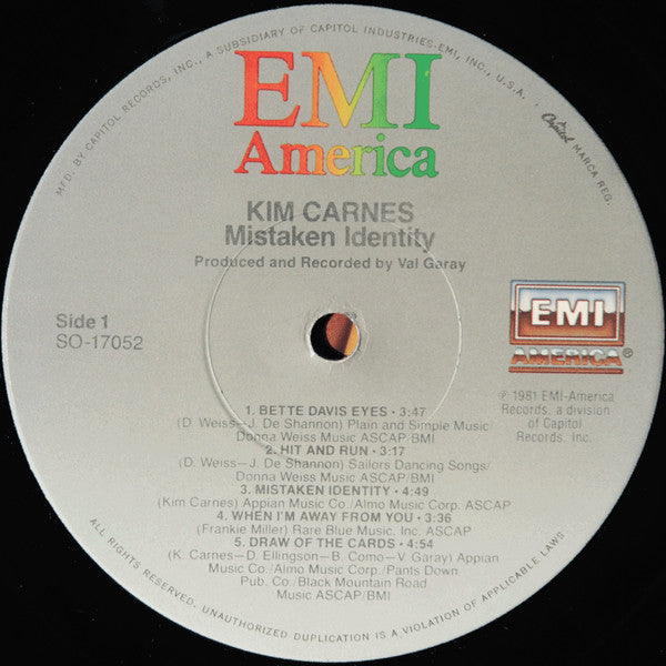 Kim Carnes : Mistaken Identity (LP, Album, Jac)