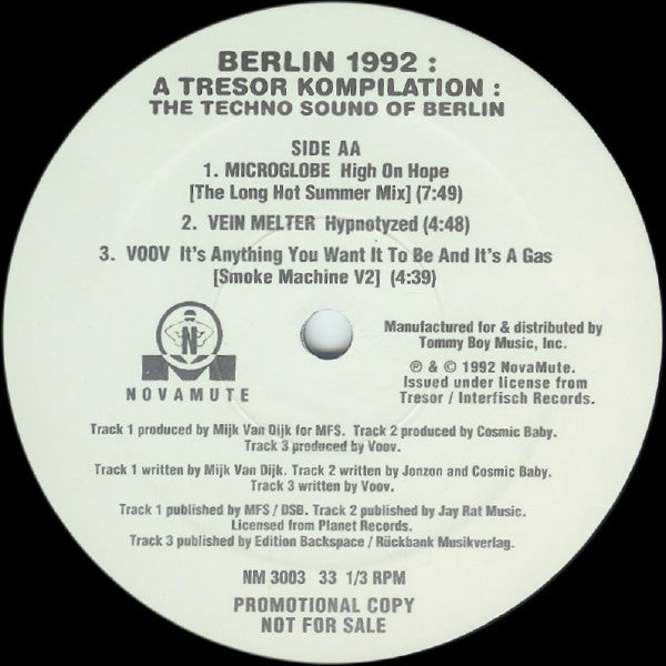 Various : Berlin 1992: A Tresor Kompilation: The Techno Sound Of Berlin (LP, Comp, Promo)