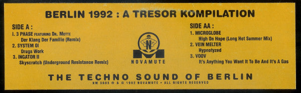 Various : Berlin 1992: A Tresor Kompilation: The Techno Sound Of Berlin (LP, Comp, Promo)