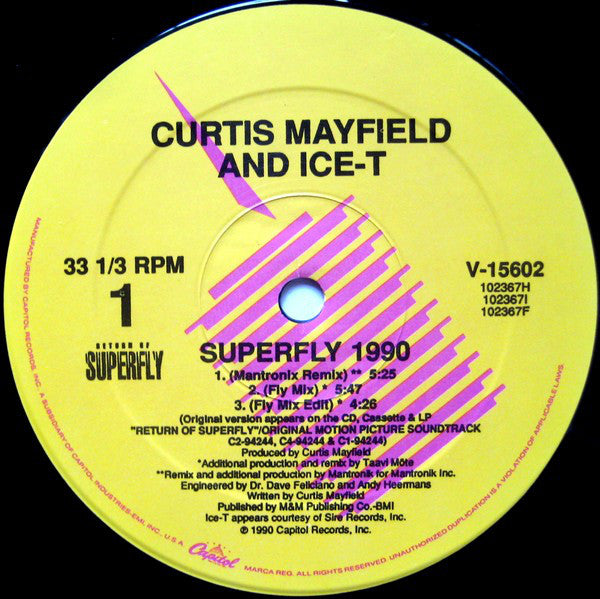 Curtis Mayfield And Ice-T : Superfly 1990 (12", Single)