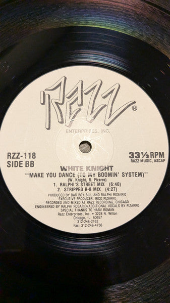 White Knight : Make You Dance (To My Boomin' System) (12", Promo)