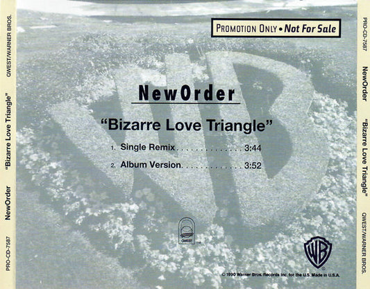 New Order : Bizarre Love Triangle (CD, Single, Promo)