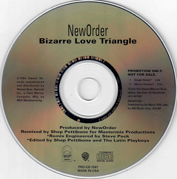 New Order : Bizarre Love Triangle (CD, Single, Promo)