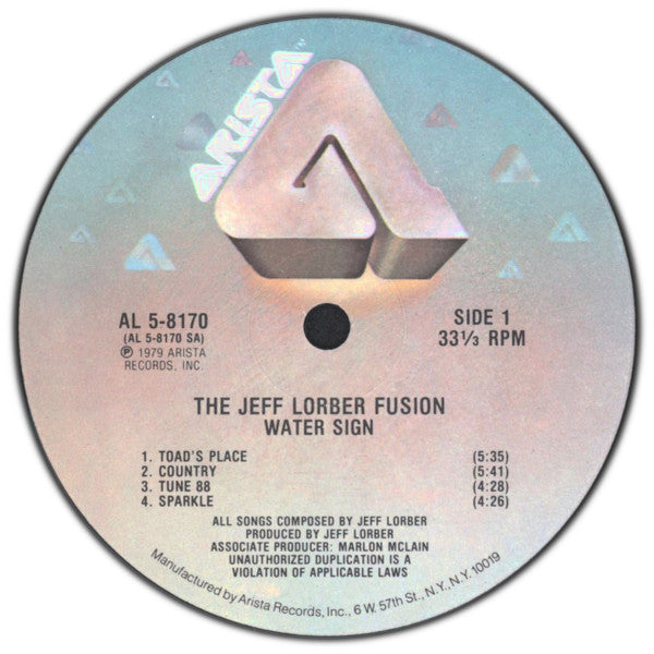 The Jeff Lorber Fusion : Water Sign (LP, Album, RE)