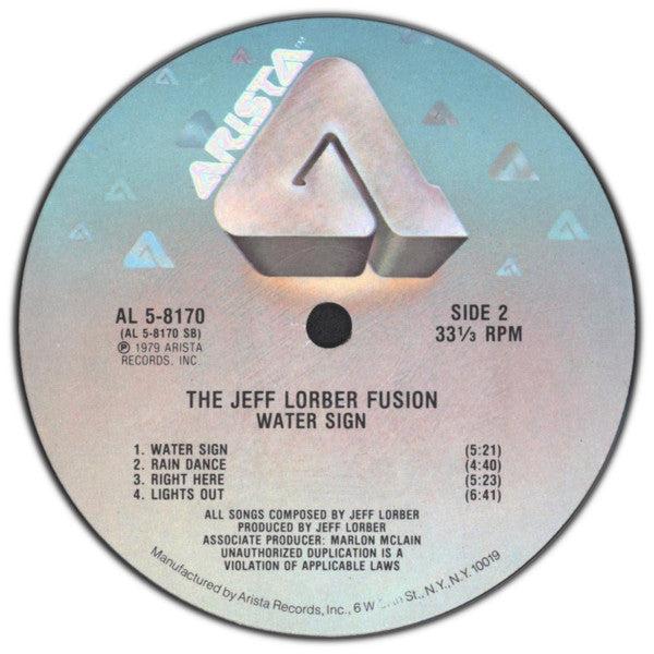 The Jeff Lorber Fusion : Water Sign (LP, Album, RE)