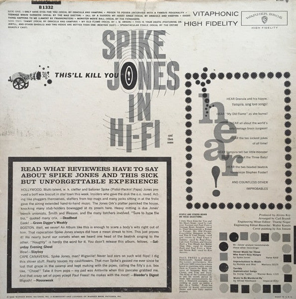 Spike Jones And His Band That Plays For Fun* : Spike Jones In Hi-Fi (A Spooktacular In Screaming Sound!) (LP, Album, Mono)