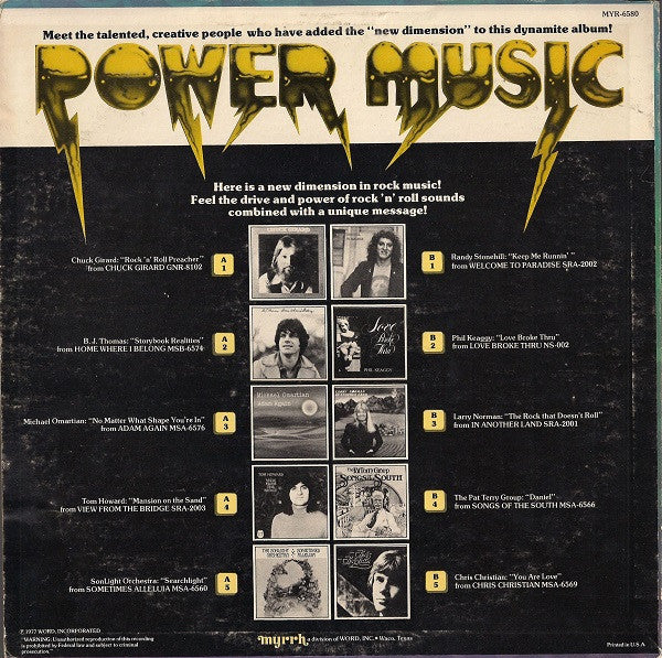 Various : Power Music (Rock Music With A New Dimension!) (LP, Comp)