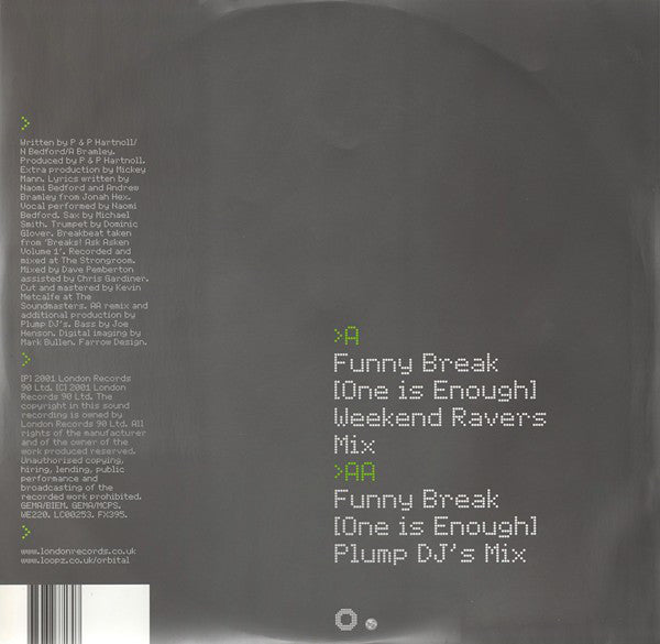 Orbital : Funny Break (One Is Enough) (12", Single)