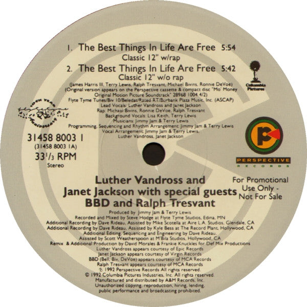 Luther Vandross & Janet Jackson : The Best Things In Life Are Free (2x12", Single, Promo)