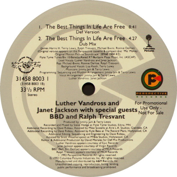 Luther Vandross & Janet Jackson : The Best Things In Life Are Free (2x12", Single, Promo)