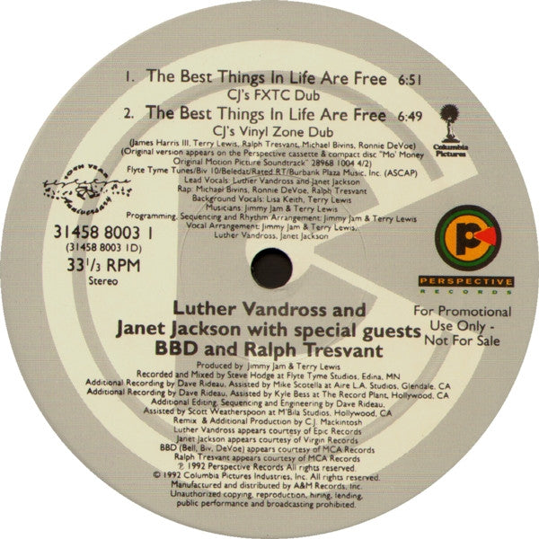 Luther Vandross & Janet Jackson : The Best Things In Life Are Free (2x12", Single, Promo)