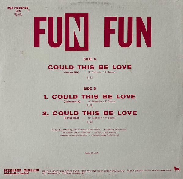 Fun Fun : Could This Be Love (House Mix) (12")