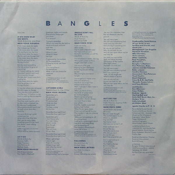 Bangles : Different Light (LP, Album, RE, Car)