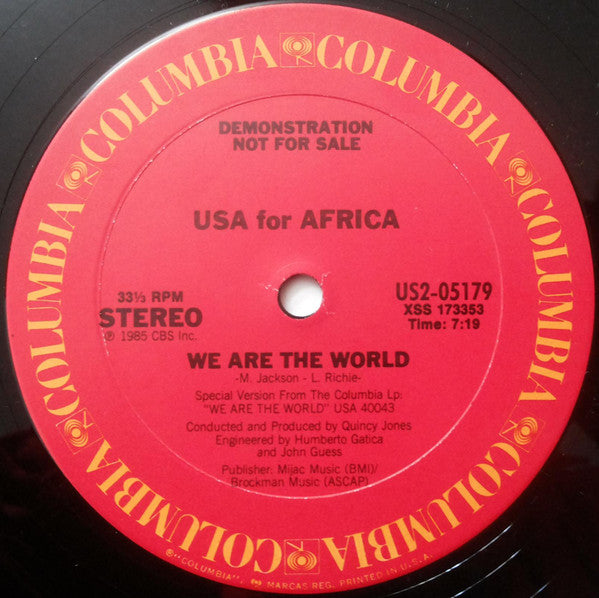 USA For Africa : We Are The World (12", Promo)