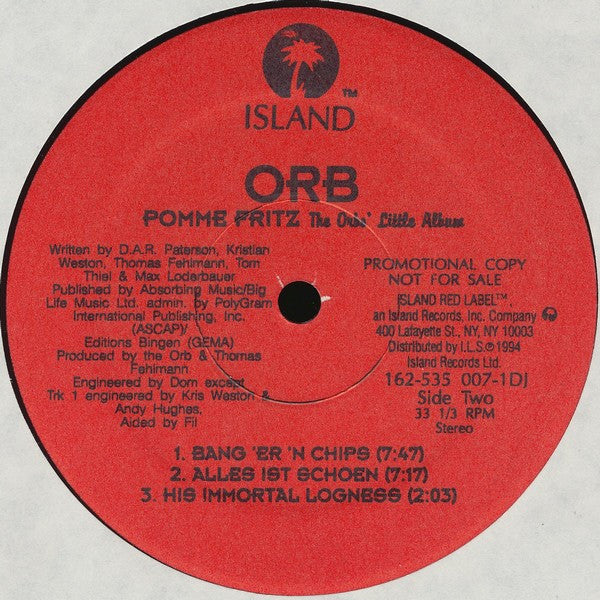 The Orb : Pomme Fritz (The Orbs' Little Album) (12", MiniAlbum, Promo)