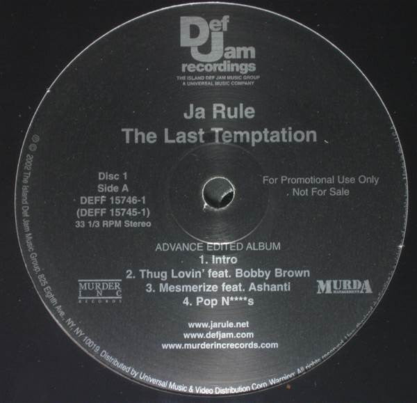 Ja Rule : The Last Temptation (Exclusive Album Advance Radio) (2xLP, Advance, Album, Promo)