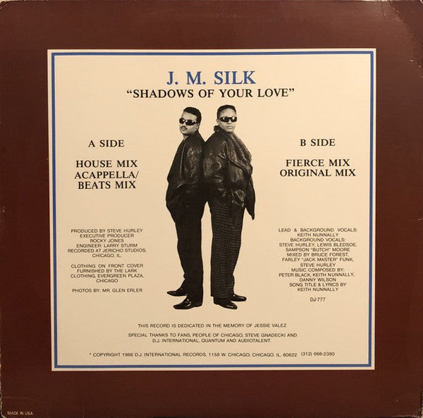 J.M. Silk : Shadows Of Your Love (12", Pic)