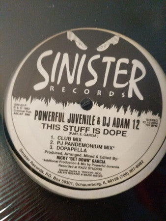 Powerful Juvenile & DJ Adam 12 : This Stuff Is Dope / Lyrical Homicide (In One Breath) (12", Whi)