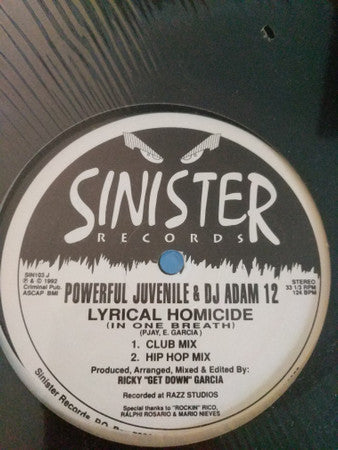 Powerful Juvenile & DJ Adam 12 : This Stuff Is Dope / Lyrical Homicide (In One Breath) (12", Whi)