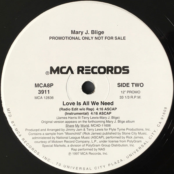 Mary J. Blige : Love Is All We Need (12", Promo)